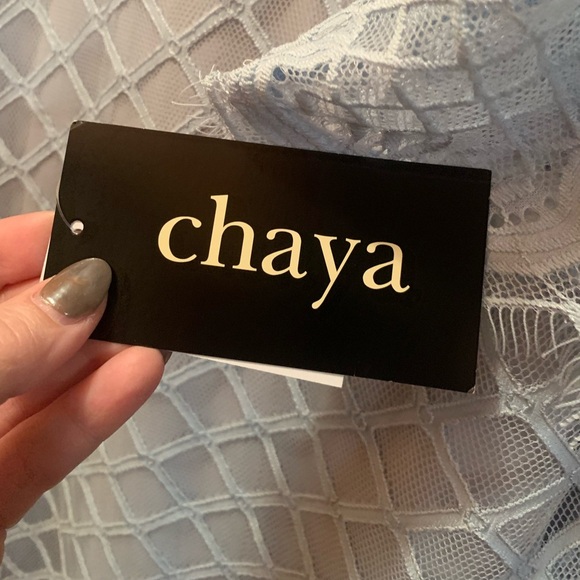 Chaya Dress New With Tags Size 10 Color Powblu Beautiful With Sheer Sleeves - Picture 4 of 11